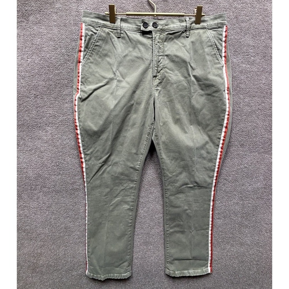 FRAME Le Beau Cropped Chino Pants in Olive Army Khaki Size 31 Stretch Mid Rise
